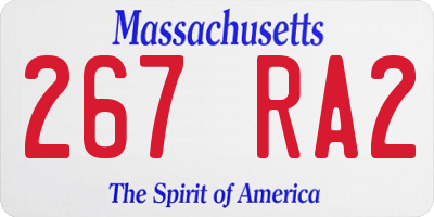 MA license plate 267RA2