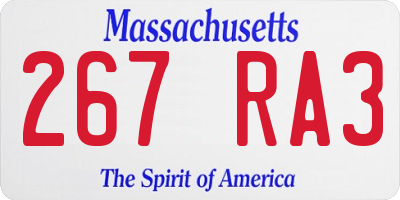 MA license plate 267RA3