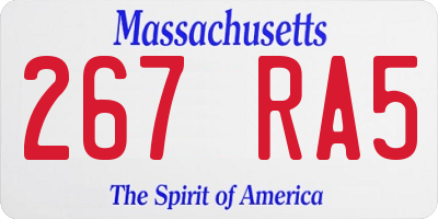 MA license plate 267RA5