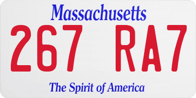 MA license plate 267RA7