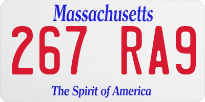 MA license plate 267RA9
