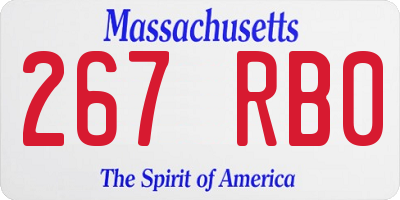 MA license plate 267RB0