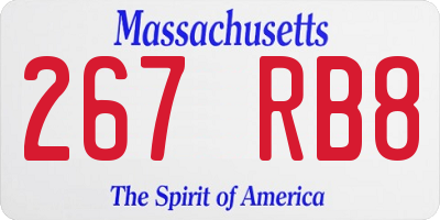 MA license plate 267RB8