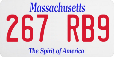 MA license plate 267RB9