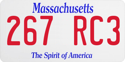 MA license plate 267RC3