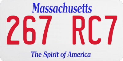 MA license plate 267RC7