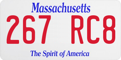 MA license plate 267RC8