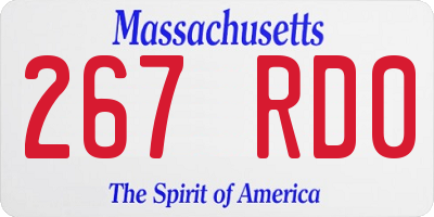 MA license plate 267RD0