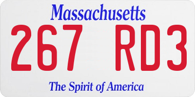 MA license plate 267RD3