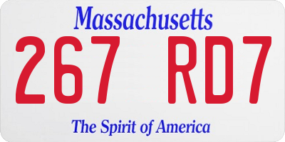 MA license plate 267RD7