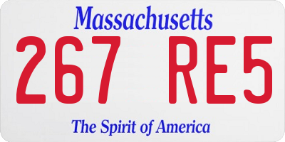 MA license plate 267RE5