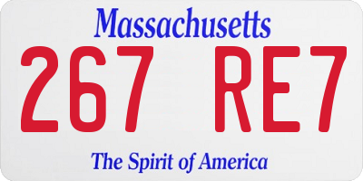 MA license plate 267RE7