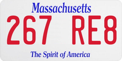 MA license plate 267RE8