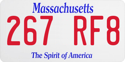 MA license plate 267RF8