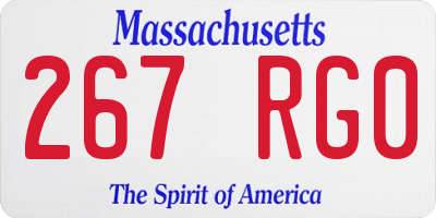 MA license plate 267RG0