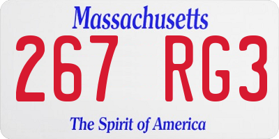 MA license plate 267RG3
