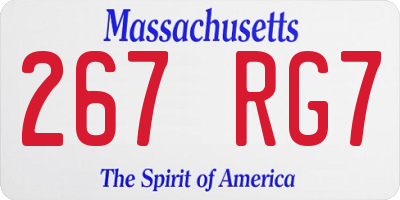 MA license plate 267RG7