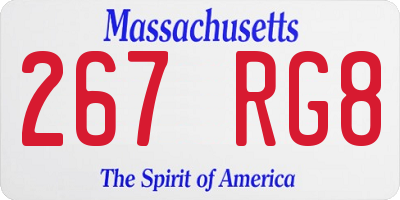MA license plate 267RG8