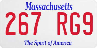 MA license plate 267RG9