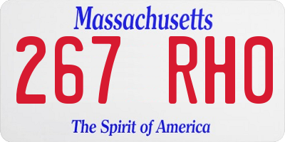 MA license plate 267RH0