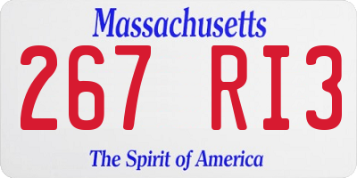 MA license plate 267RI3