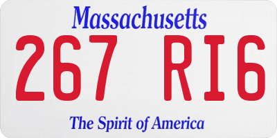 MA license plate 267RI6