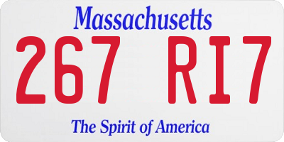 MA license plate 267RI7