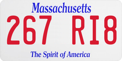 MA license plate 267RI8