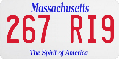 MA license plate 267RI9