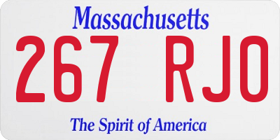 MA license plate 267RJ0