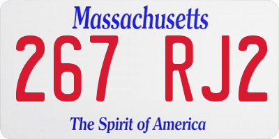 MA license plate 267RJ2