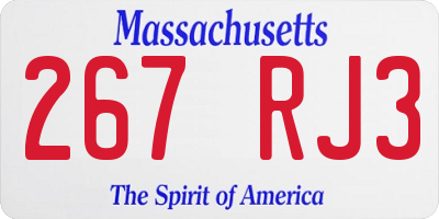 MA license plate 267RJ3
