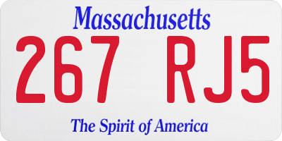 MA license plate 267RJ5