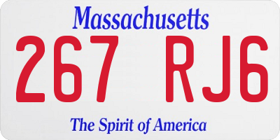 MA license plate 267RJ6