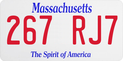 MA license plate 267RJ7