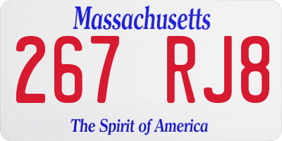 MA license plate 267RJ8