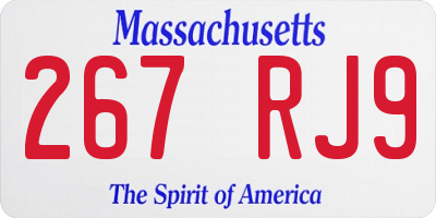 MA license plate 267RJ9