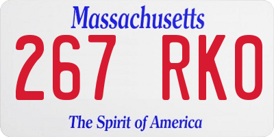 MA license plate 267RK0