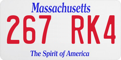 MA license plate 267RK4