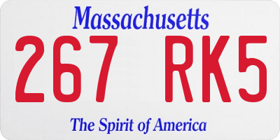 MA license plate 267RK5