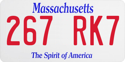 MA license plate 267RK7