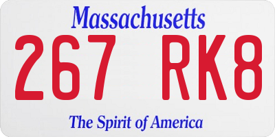 MA license plate 267RK8