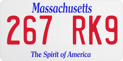 MA license plate 267RK9