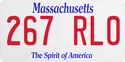 MA license plate 267RL0