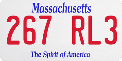 MA license plate 267RL3