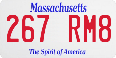 MA license plate 267RM8
