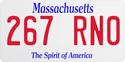 MA license plate 267RN0