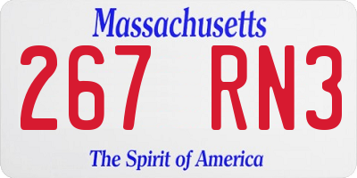 MA license plate 267RN3