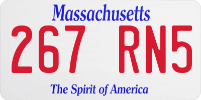 MA license plate 267RN5
