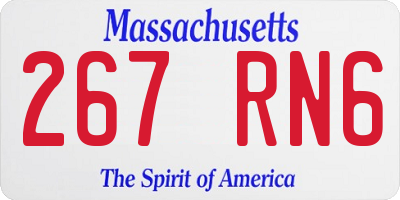 MA license plate 267RN6